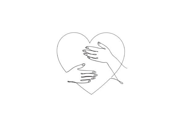 Download Hand Holding Heart Love Continuous Line - Premium Resources
